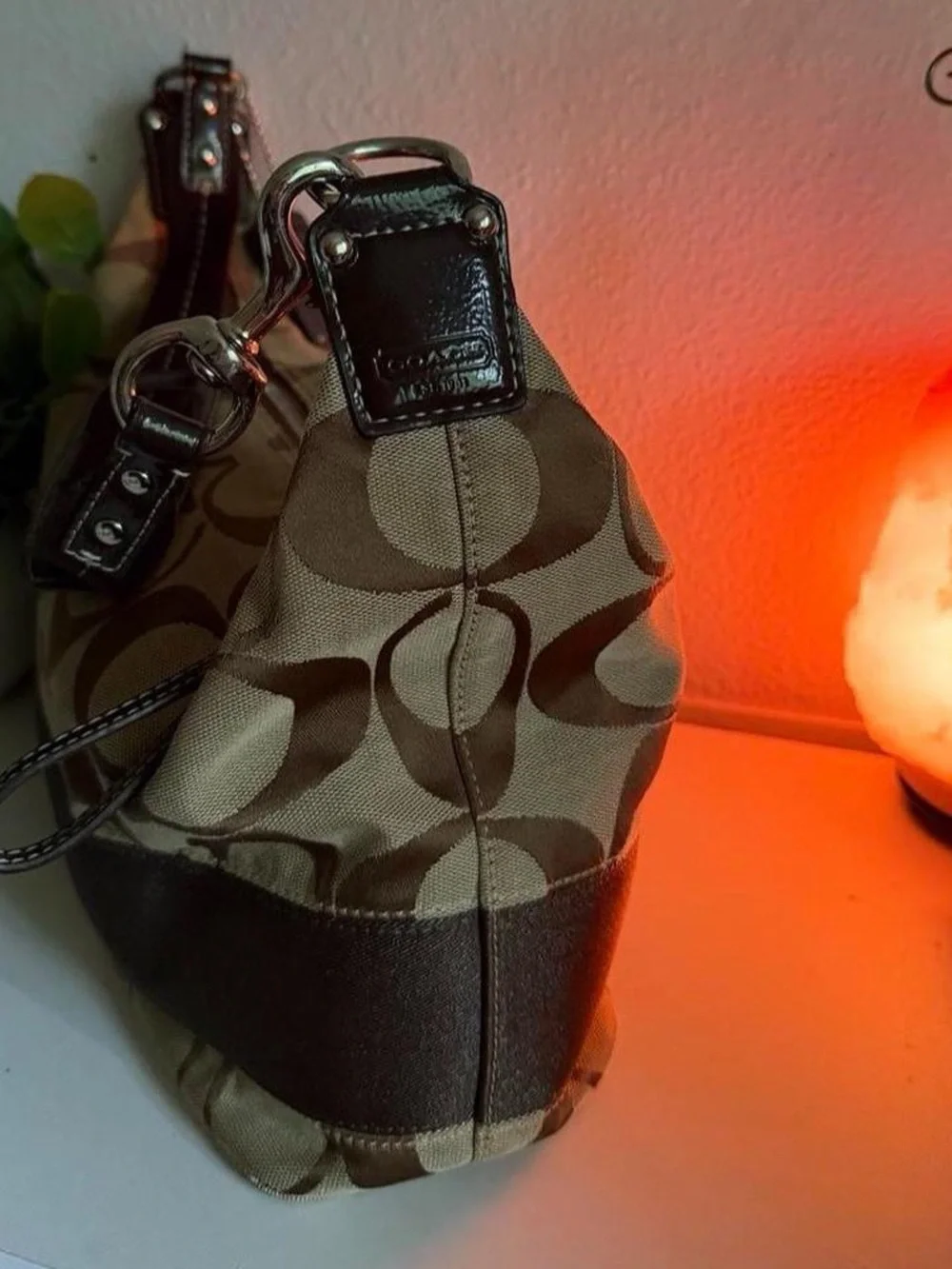 2000s Coach Signature Stripe Hobo Shoulder Bag